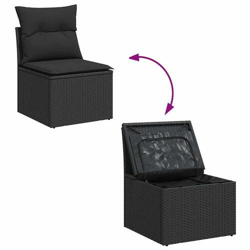 Sofasæt til haven 4 dele med hynder polyrattan sort
