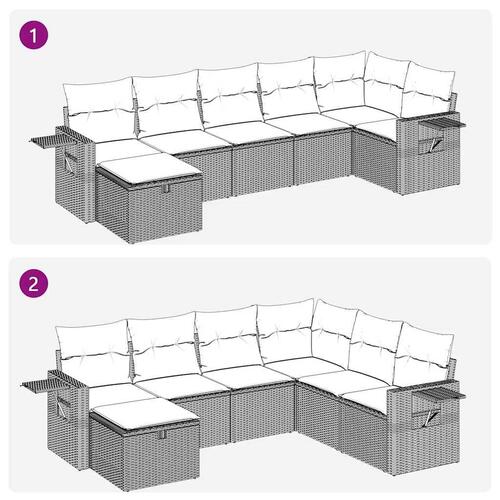 Sofasæt til haven 7 dele med hynder polyrattan brun