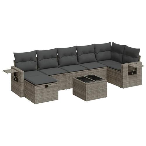 Sofasæt til haven 8 dele med hynder polyrattan grå