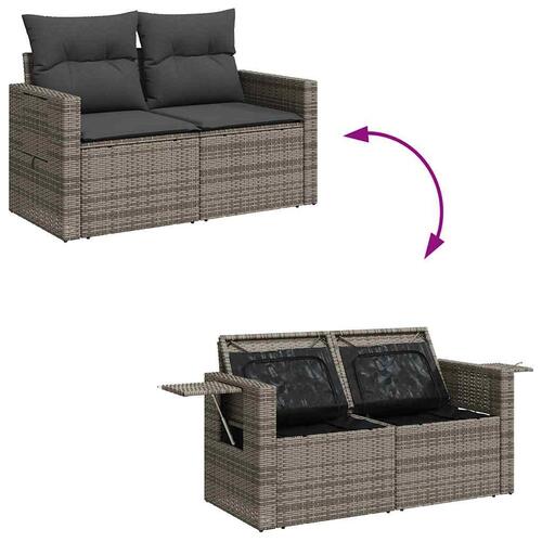 Sofasæt til haven 8 dele med hynder polyrattan grå