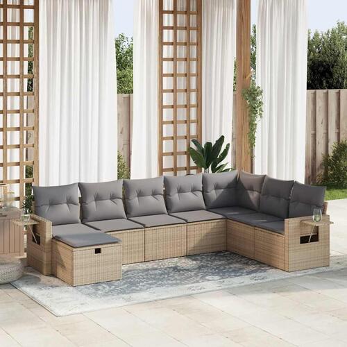 Sofasæt til haven 8 dele med hynder polyrattan beige