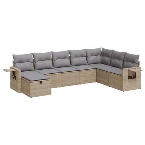 Sofasæt til haven 8 dele med hynder polyrattan beige