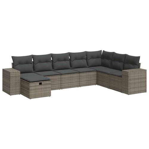 Sofasæt til haven 8 dele med hynder polyrattan grå