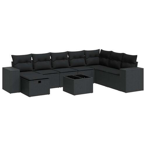Sofasæt til haven 9 dele med hynder polyrattan sort