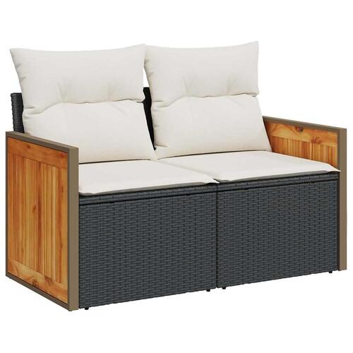 Sofasæt til haven 6 dele med hynder polyrattan sort
