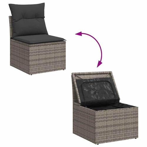 Sofasæt til haven 9 dele med hynder polyrattan grå
