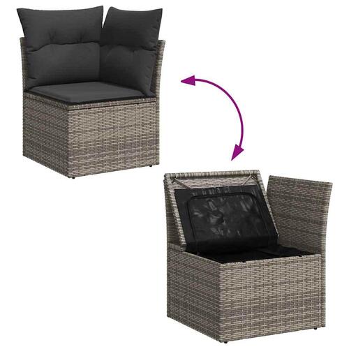 Sofasæt til haven 9 dele med hynder polyrattan grå