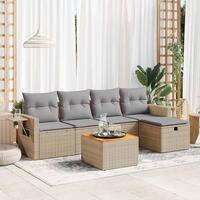 Sofasæt til haven 6 dele med hynder polyrattan beige