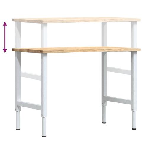 Arbejdsbænk 100x60x(71,5-98) cm massivt egetræ