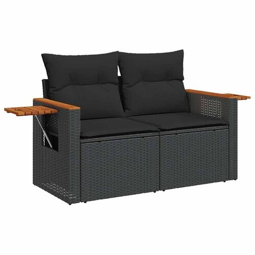 Sofasæt til haven 7 dele med hynder polyrattan sort