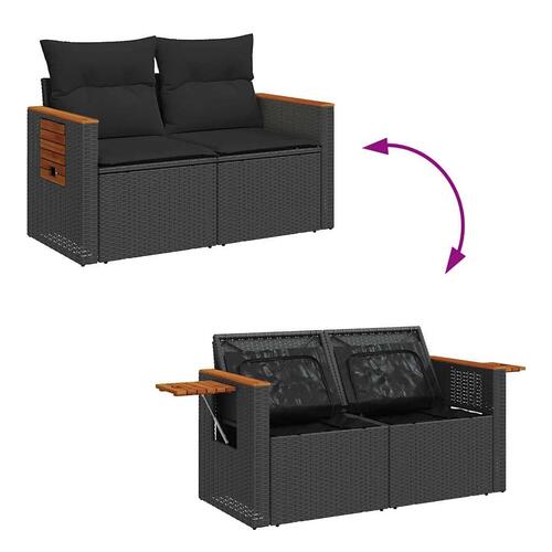 Sofasæt til haven 7 dele med hynder polyrattan sort