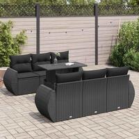 Sofasæt til haven 7 dele med hynder polyrattan sort