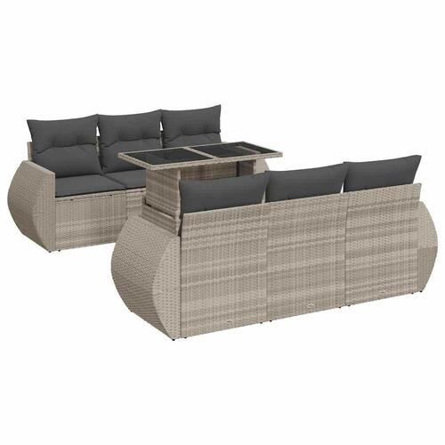 Sofasæt til haven 7 dele med hynder polyrattan lysegrå