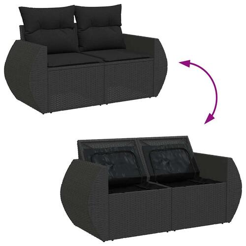 Sofasæt til haven 5 dele med hynder polyrattan sort