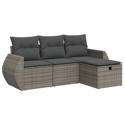 Sofasæt til haven 4 dele med hynder polyrattan grå