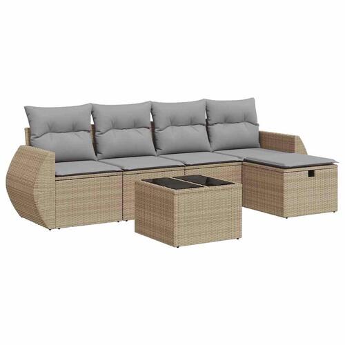 Sofasæt til haven 6 dele med hynder polyrattan beige