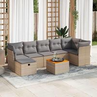 Sofasæt til haven 8 dele med hynder polyrattan beige