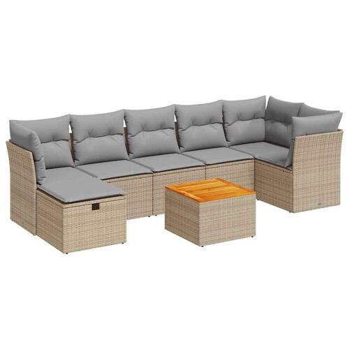 Sofasæt til haven 8 dele med hynder polyrattan beige