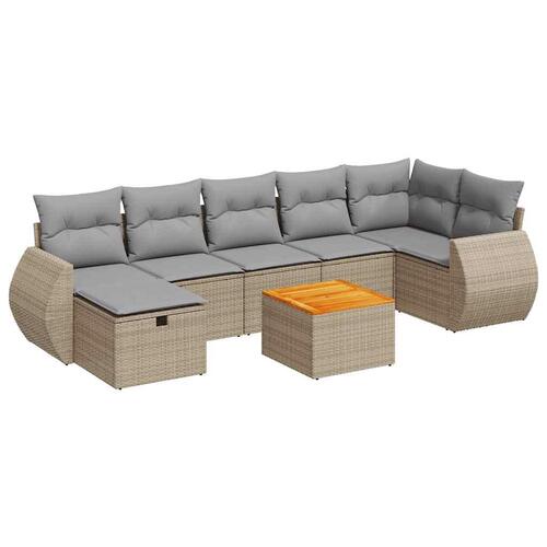 Sofasæt til haven 8 dele med hynder polyrattan beige