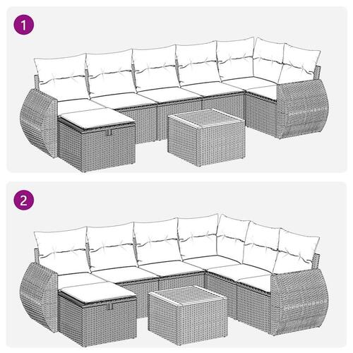 Sofasæt til haven 8 dele med hynder polyrattan beige