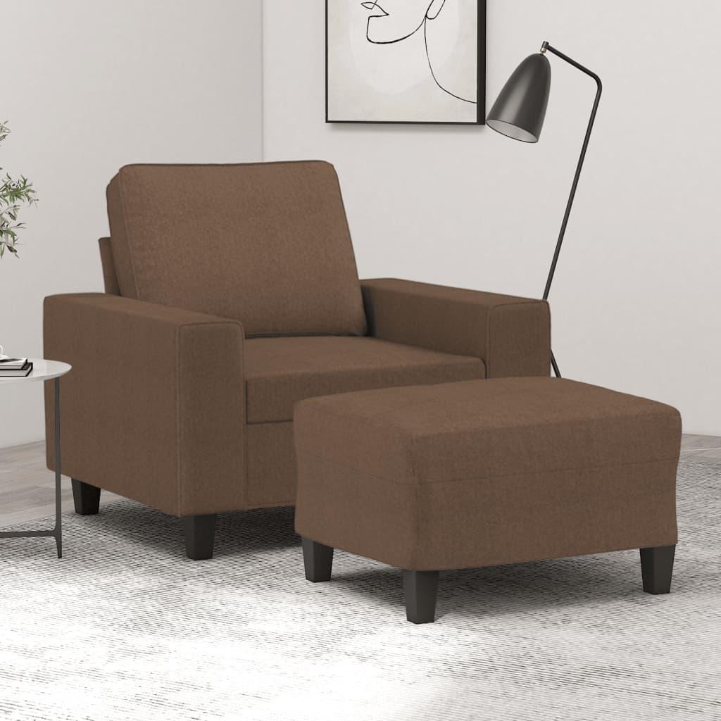 Sofastol med fodskammel 60 cm stof Brun