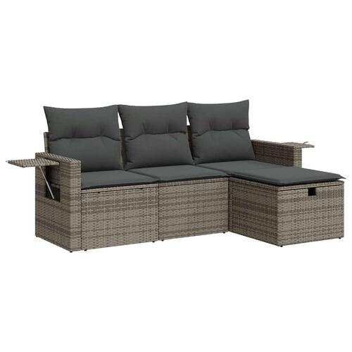 Sofasæt til haven 4 dele med hynder polyrattan grå