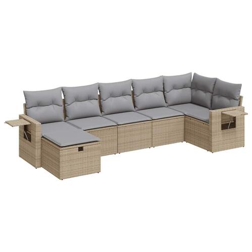 Sofasæt til haven 7 dele med hynder polyrattan beige