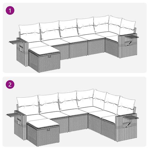 Sofasæt til haven 7 dele med hynder polyrattan beige
