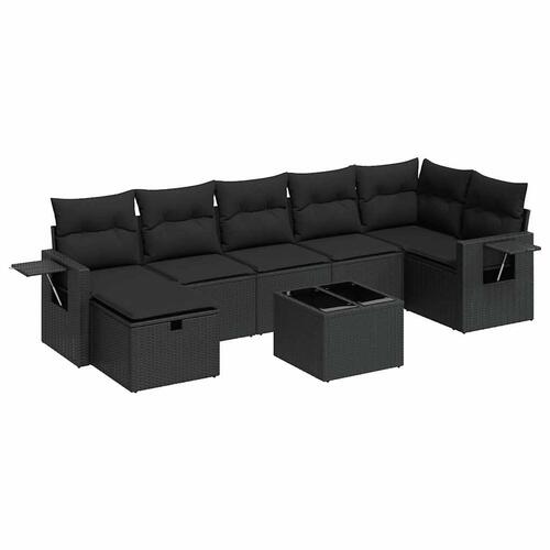 Sofasæt til haven 8 dele med hynder polyrattan sort