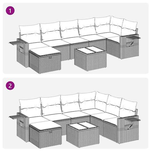 Sofasæt til haven 8 dele med hynder polyrattan sort