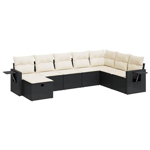 Sofasæt til haven 8 dele med hynder polyrattan sort