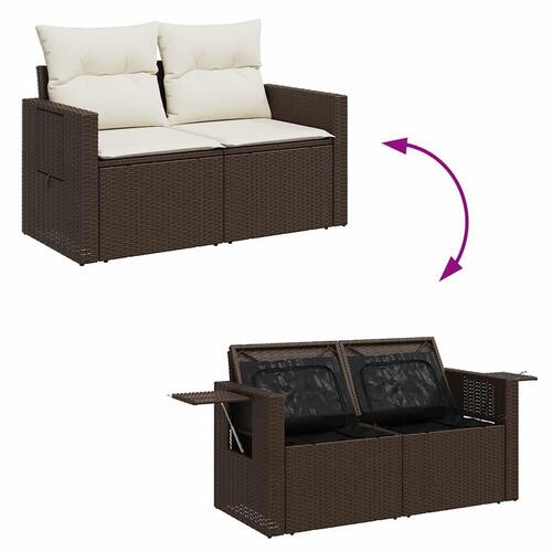 Sofasæt til haven 8 dele med hynder polyrattan brun