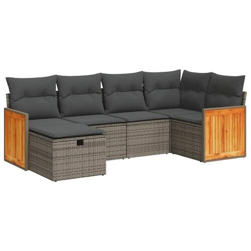 Sofasæt til haven 6 dele med hynder polyrattan grå