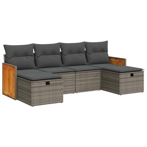 Sofasæt til haven 6 dele med hynder polyrattan grå