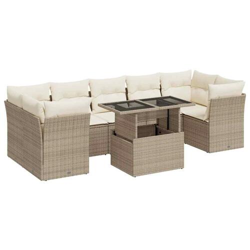 Sofasæt til haven 8 dele med hynder polyrattan beige