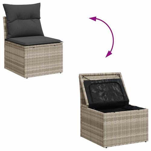 Sofasæt til haven 10 dele med hynder polyrattan lysegrå