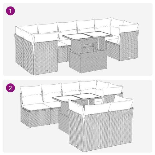 Sofasæt til haven 10 dele med hynder polyrattan lysegrå