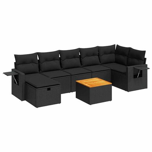 Sofasæt til haven 8 dele med hynder polyrattan sort