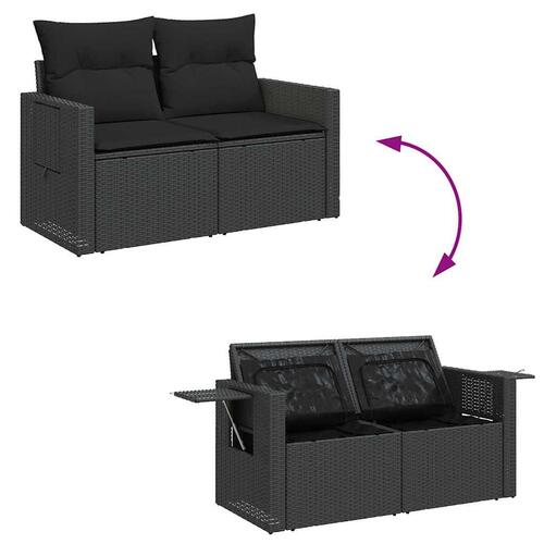 Sofasæt til haven 8 dele med hynder polyrattan sort