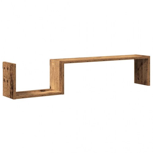 Væghylder 2 stk. 100×15×20 cm i konstrueret træ - antikt træ
