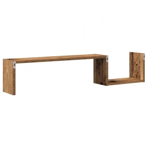 Væghylder 2 stk. 100×15×20 cm i konstrueret træ - antikt træ