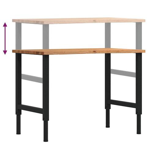 Arbejdsbænk 100x60x(71,5-98) cm massivt egetræ