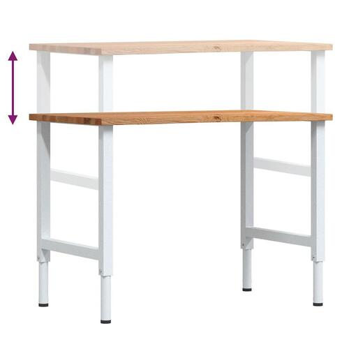 Arbejdsbænk 100x60x(71,5-98) cm massivt egetræ