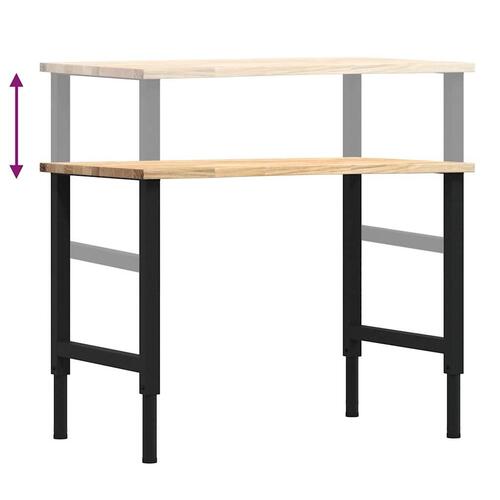 Arbejdsbænk 100x60x(71,5-98) cm massivt egetræ