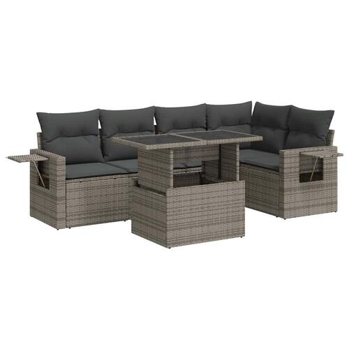 Sofasæt til haven 6 dele med hynder polyrattan grå