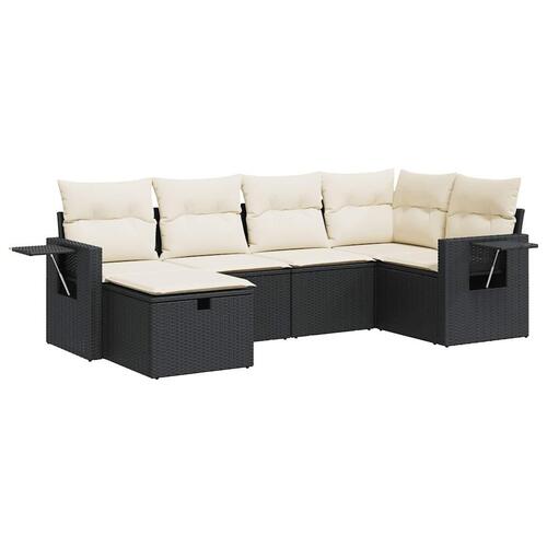 Sofasæt til haven 6 dele med hynder polyrattan sort