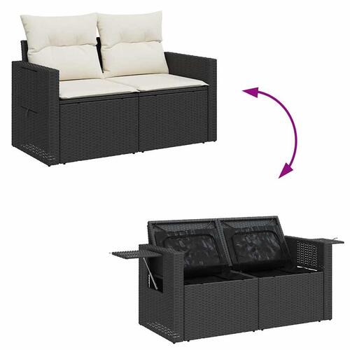 Sofasæt til haven 6 dele med hynder polyrattan sort
