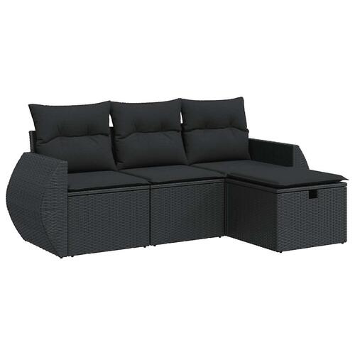 Sofasæt til haven 4 dele med hynder polyrattan sort