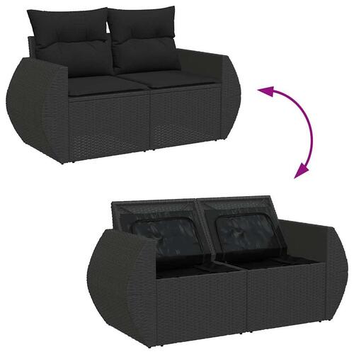 Sofasæt til haven 4 dele med hynder polyrattan sort
