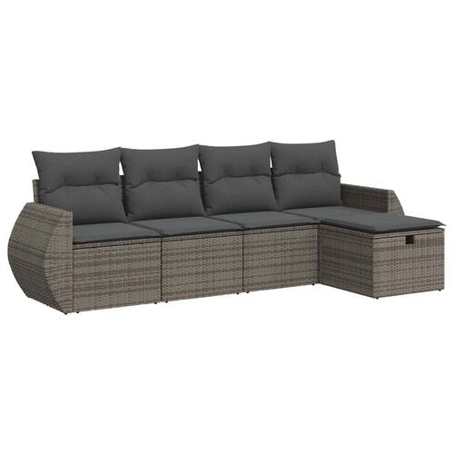 Sofasæt 5 dele med hynder polyrattan grå